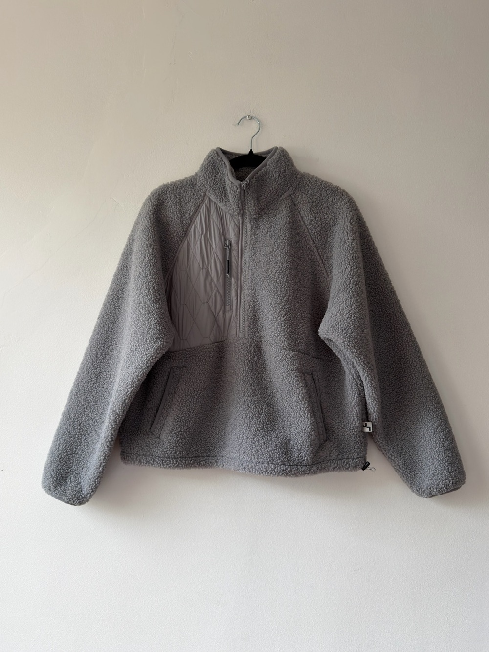 JoyLab Light Gray Sherpa Zip-Front Pullover
